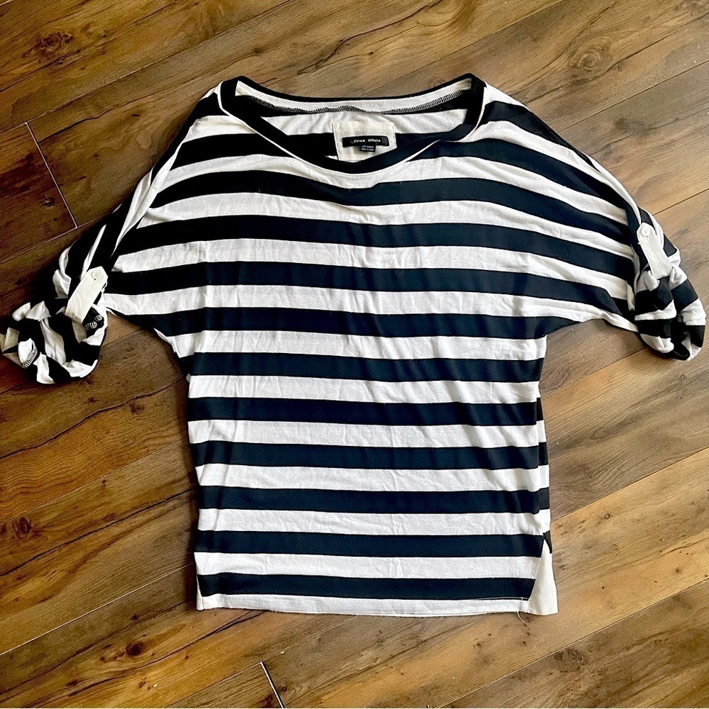 Olive Olivia- black and white striped top - Medium
